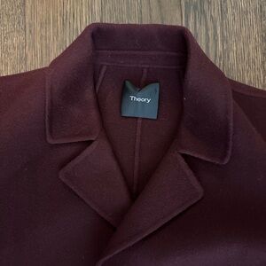 Theory Women's Deep Burgundy Notch-Collar Pea Coat